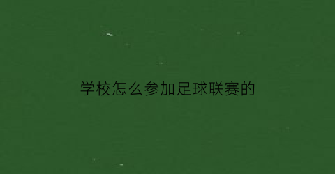 学校怎么参加足球联赛的(学校怎么参加足球联赛的比赛)