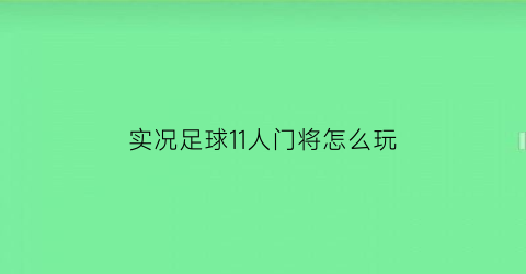 实况足球11人门将怎么玩(实况足球2021最强11人)