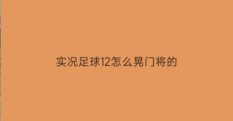 实况足球12怎么晃门将的(实况2012射门技巧)