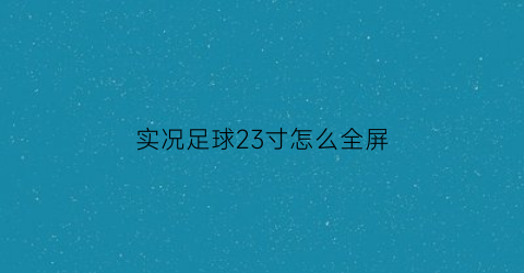 实况足球23寸怎么全屏(实况足球2021怎么调成全屏)