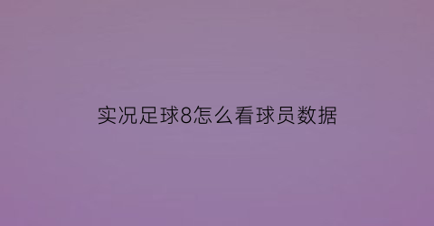 实况足球8怎么看球员数据(实况足球8实用过人技巧)