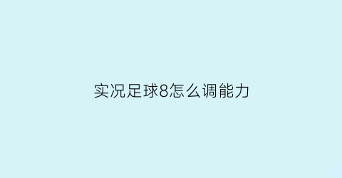 实况足球8怎么调能力(实况足球8游戏速度能调吗)