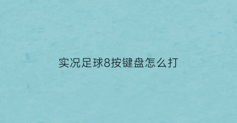 实况足球8按键盘怎么打(实况足球8键盘怎么操作)