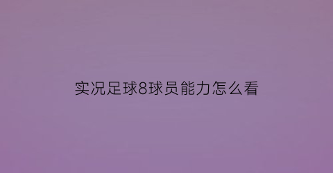 实况足球8球员能力怎么看(实况8球员数据库)