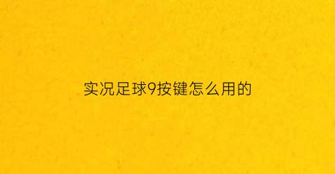 实况足球9按键怎么用的(实况足球9按键怎么用的啊)