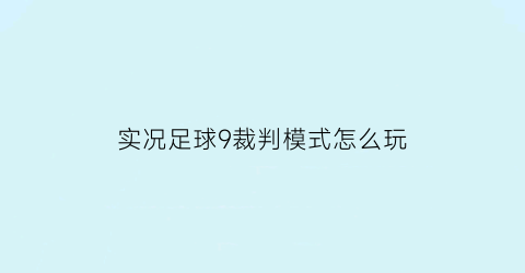 实况足球9裁判模式怎么玩(实况足球2009裁判模式)