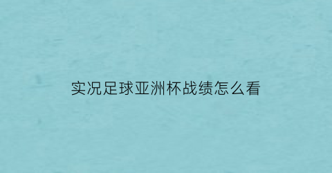 实况足球亚洲杯战绩怎么看(实况足球亚冠版本)