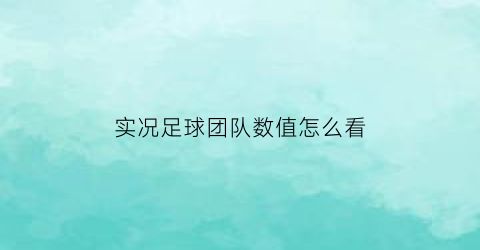 实况足球团队数值怎么看(实况足球组队任务怎么完成)