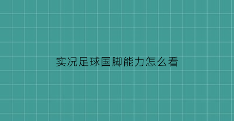 实况足球国脚能力怎么看(实况足球国人)