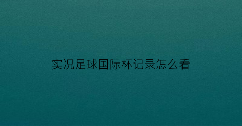 实况足球国际杯记录怎么看(实况足球国际杯记录怎么看的)