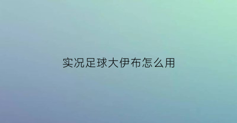 实况足球大伊布怎么用(实况足球2020伊布在哪里)