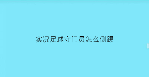 实况足球守门员怎么侧踢(实况足球守门员怎么侧踢的)