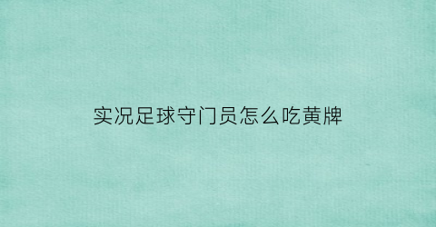 实况足球守门员怎么吃黄牌(实况足球守门员怎么玩)