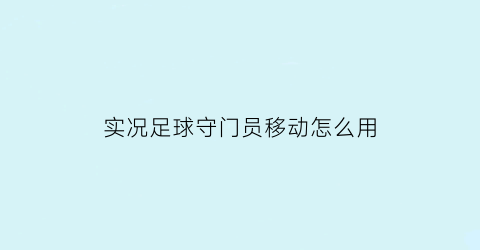 实况足球守门员移动怎么用(实况足球守门员移动怎么用的)