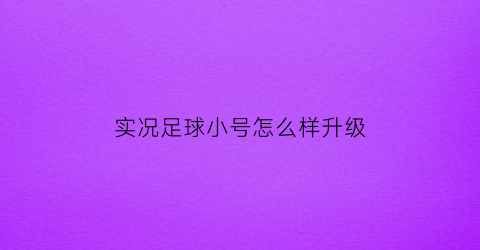 实况足球小号怎么样升级(实况足球怎么快速升级)