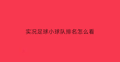 实况足球小球队排名怎么看(实况足球排序)