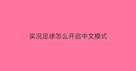 实况足球怎么开启中文模式(实况足球怎么输入中文)