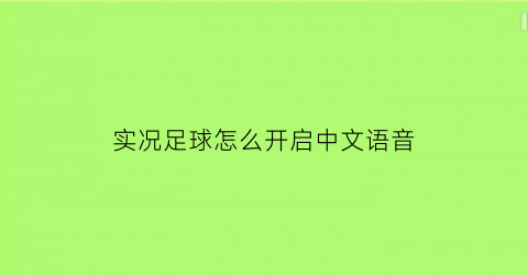 实况足球怎么开启中文语音(实况足球怎么开启中文语音功能)