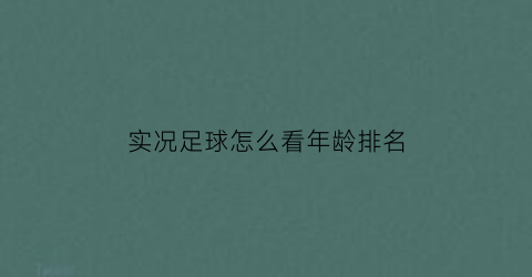 实况足球怎么看年龄排名(实况足球在哪里看球员排名)