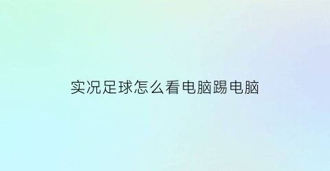 实况足球怎么看电脑踢电脑(实况怎么观看电脑自己踢比赛)