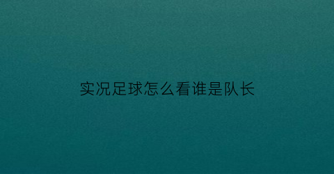 实况足球怎么看谁是队长(实况足球怎么看球员)