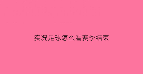 实况足球怎么看赛季结束(实况足球怎么看球员胜率)