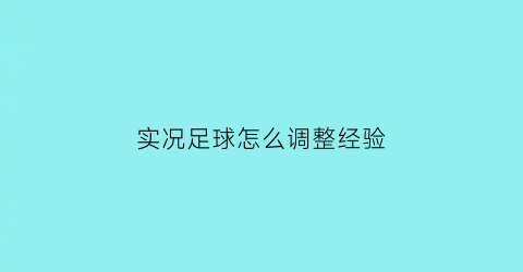 实况足球怎么调整经验(实况足球怎么提高)