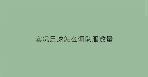 实况足球怎么调队服数量(实况足球怎么设置队徽)