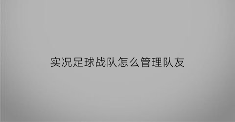 实况足球战队怎么管理队友(实况足球战队实力怎么计算)