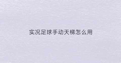 实况足球手动天梯怎么用(实况足球天梯球员动作慢)