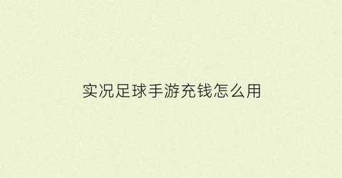 实况足球手游充钱怎么用(实况足球手游充钱后悔)