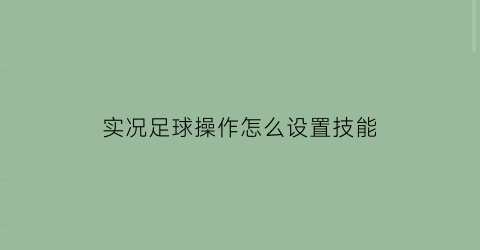 实况足球操作怎么设置技能(实况足球操作说明)