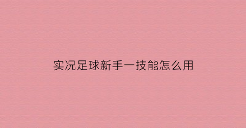 实况足球新手一技能怎么用(实况足球新球员技巧哪个好)