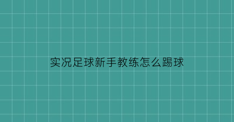 实况足球新手教练怎么踢球(实况足球怎么弄教练模式)