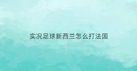 实况足球新西兰怎么打法国(实况足球法国队怎么选)