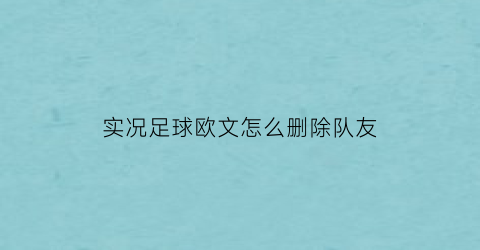 实况足球欧文怎么删除队友(实况足球欧文数据)