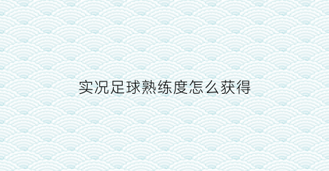 实况足球熟练度怎么获得(实况足球球员熟练度有什么影响)