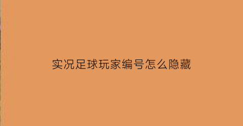 实况足球玩家编号怎么隐藏(实况足球的玩家编号在哪)