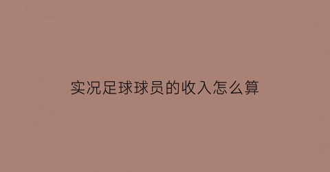 实况足球球员的收入怎么算(实况足球球员的收入怎么算出来的)