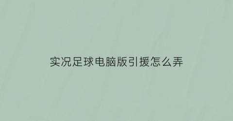 实况足球电脑版引援怎么弄(实况足球电脑版引援怎么弄的)