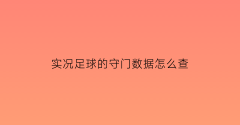 实况足球的守门数据怎么查(实况足球守门员数据)