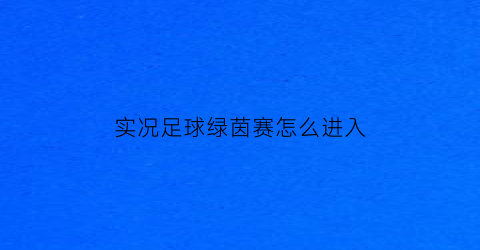 实况足球绿茵赛怎么进入(实况足球绿茵赛怎么进入队伍)