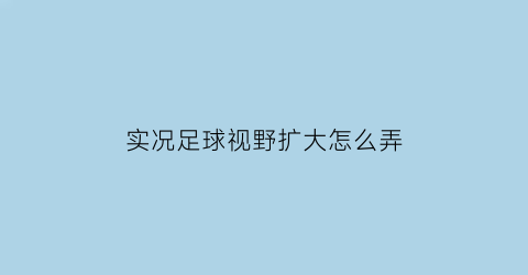 实况足球视野扩大怎么弄(实况足球视角怎么调)