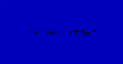 小学生足球之星文案怎么写(校园足球之星简介100字)