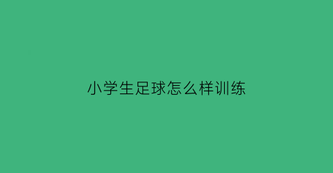 小学生足球怎么样训练(小学生足球基本教程)