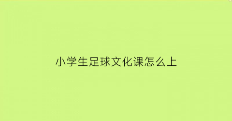 小学生足球文化课怎么上(小学生足球文化课怎么上的)