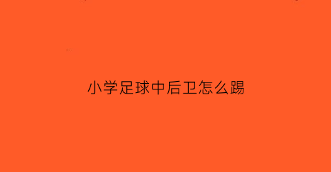 小学足球中后卫怎么踢(足球比赛后卫怎么踢)