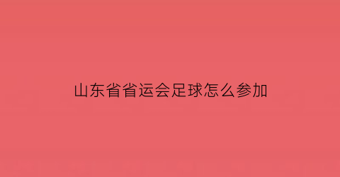 山东省省运会足球怎么参加(山东省省运会足球怎么参加比赛)