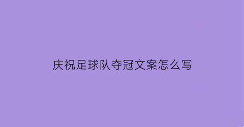 庆祝足球队夺冠文案怎么写(足球球队夺冠的感言)