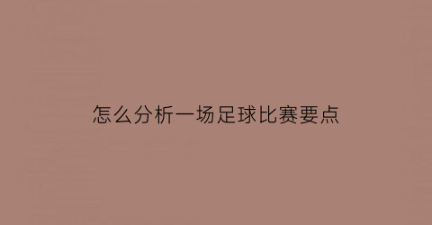 怎么分析一场足球比赛要点(怎样分析一场足球比赛)